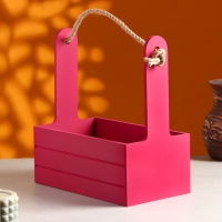 Кашпо деревянное 25.5&times;15&times;30 см "Аром", ручка канат, Бордо