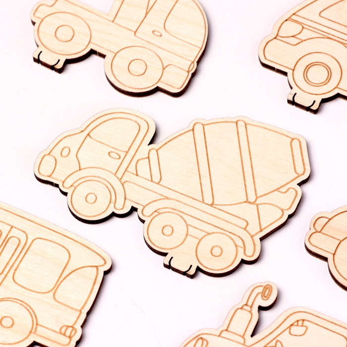 Деревянная объемная раскраска "Транспорт", 6 фигур, подставка