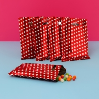 Набор подарочных пакетов, металлизированныей, "Горох" красный 17х25 см , 20 микрон 10 шт набор Набор подарочных пакетов, металлизированныей, "Горох" красный 17х25 см , 20 микрон 10 шт набор