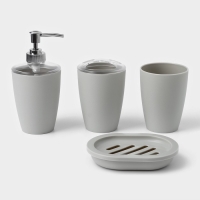 Набор для ванной «Эталон», 4 предмета: дозатор для мыла, мыльница, 2 стакана, 24×8×17 см, цвет серый Набор для ванной «Эталон», 4 предмета: дозатор для мыла, мыльница, 2 стакана, 24×8×17 см, цвет серый