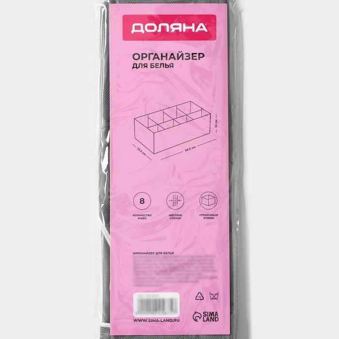Органайзер для хранения белья Доляна &laquo;Смарт&raquo;, 8 ячеек, 28,5&times;13,5&times;10 см, цвет серый