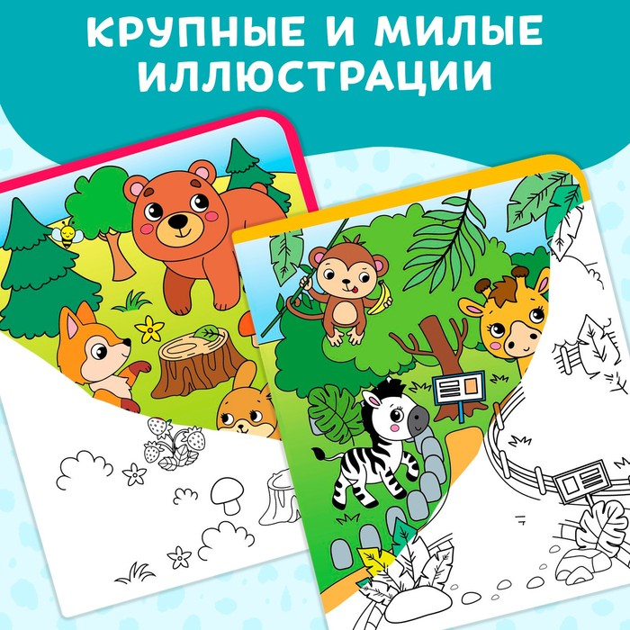 Книжка-раскраска многоразовая &laquo;Рисуем водой. Раскрась и отгадай&raquo;, 10 стр.