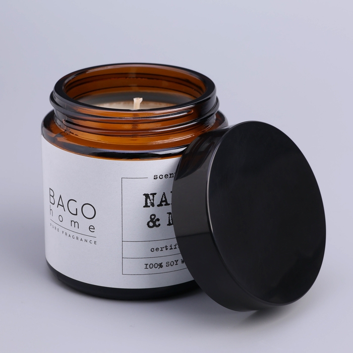 Свеча ароматическая в банке Свеча ароматическая в банке "Мята и апельсин", совый воск, 88 г