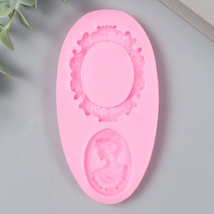 Молд силикон Молд силикон "Ажурная рама и кабашон с дамой" 2 предмета 0,9х9,2 см