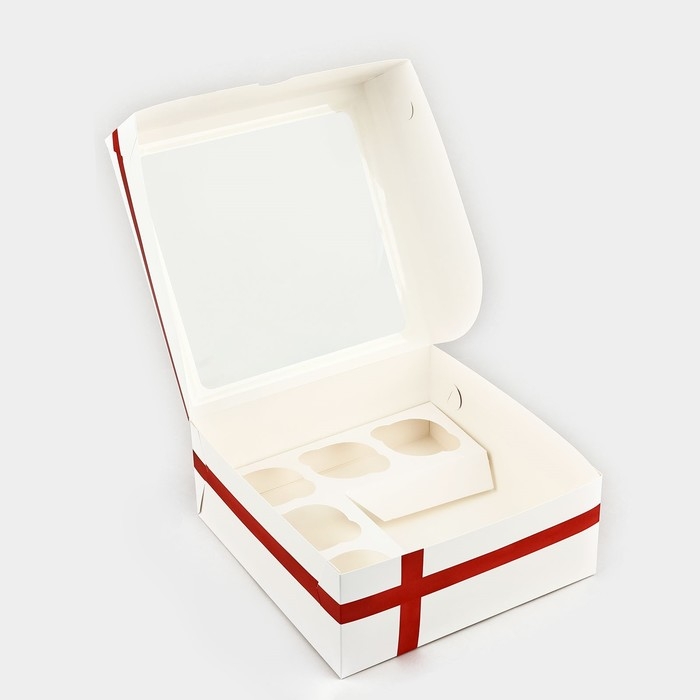 Коробка для капкейков &laquo;Бант&raquo;, 25 &times; 25 &times; 10 см