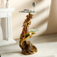 Стол декоративный "Дельфин и русалка" золото 48х48х104 см Стол декоративный "Дельфин и русалка" золото 48х48х104 см