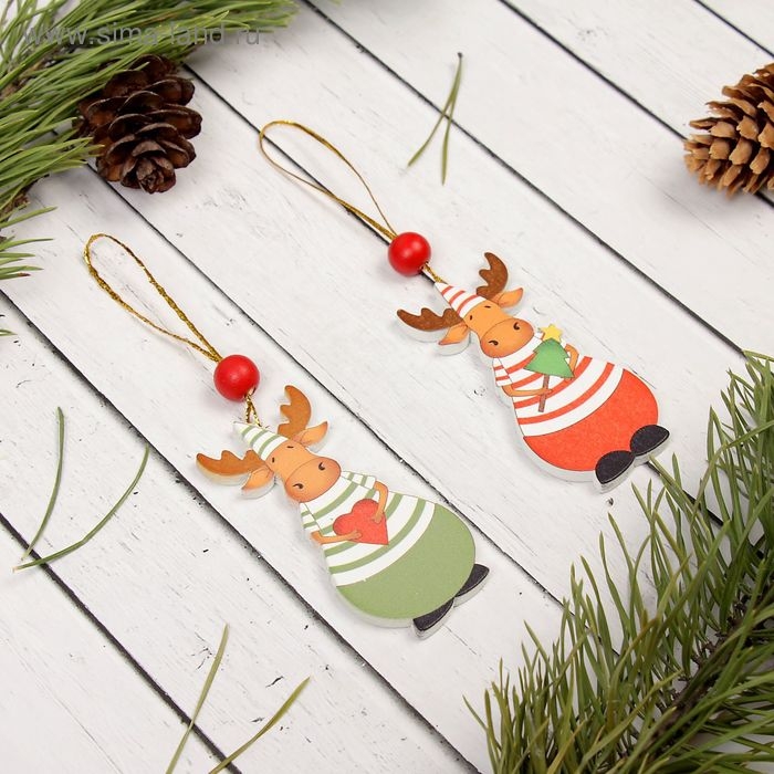 Подвеска новогодняя &laquo;Олень Рудольф&raquo;, односторонняя, МИКС