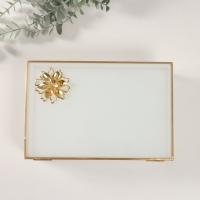 Шкатулка стекло с металлическим каркасом "Лотос" прозрачный белый 16х24х7 см Шкатулка стекло с металлическим каркасом "Лотос" прозрачный белый 16х24х7 см