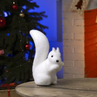 Светодиодная фигура &laquo;Белочка&raquo; 10 &times; 25 &times; 8 см, флок, батарейки ААх2 (не в комплекте), свечение тёплое белое