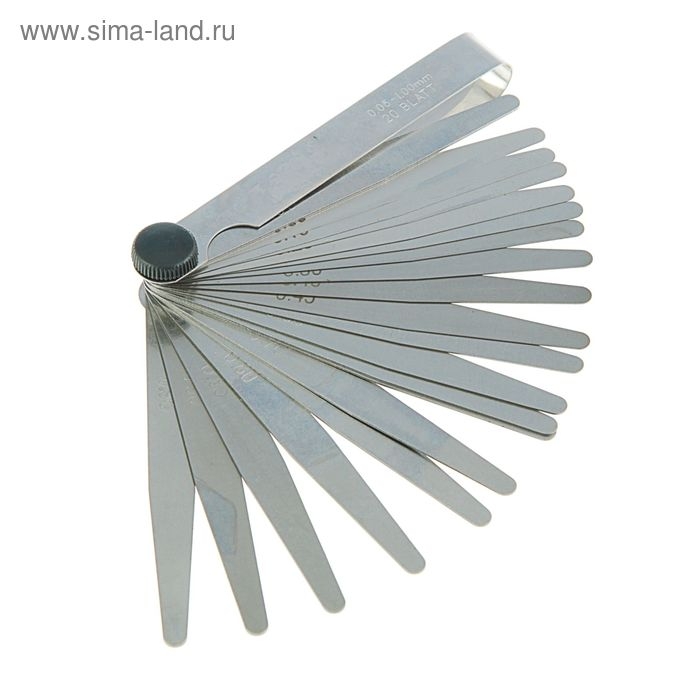 Щуп веерный Щуп веерный "СЕРВИС КЛЮЧ", 0.05-1.0 мм, шаг 0.05 мм, 20 листов, в блистере