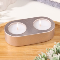 Свечи "Мрамор" в овальном подсвечнике из гипса,12х6х3см, шампань Свечи "Мрамор" в овальном подсвечнике из гипса,12х6х3см, шампань