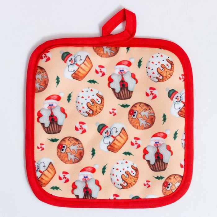 Кухонный новогодний набор Доляна Christmas прихватка 17*17см, варежка 26*16 см, фартук 60*80 см,100% п/э Кухонный новогодний набор Доляна Christmas прихватка 17*17см, варежка 26*16 см, фартук 60*80 см,100% п/э