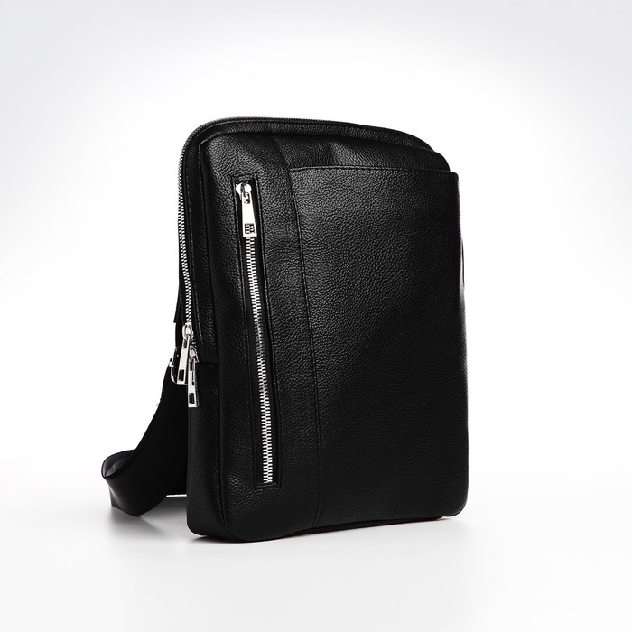 Сумка мужская через плечо TEXTURA, искусственная кожа, цвет чёрный