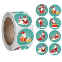 Наклейка бумага "Дедушка Мороз" d=2,5 см 500 шт в рулоне 3х6,5х6,5 см Наклейка бумага "Дедушка Мороз" d=2,5 см 500 шт в рулоне 3х6,5х6,5 см