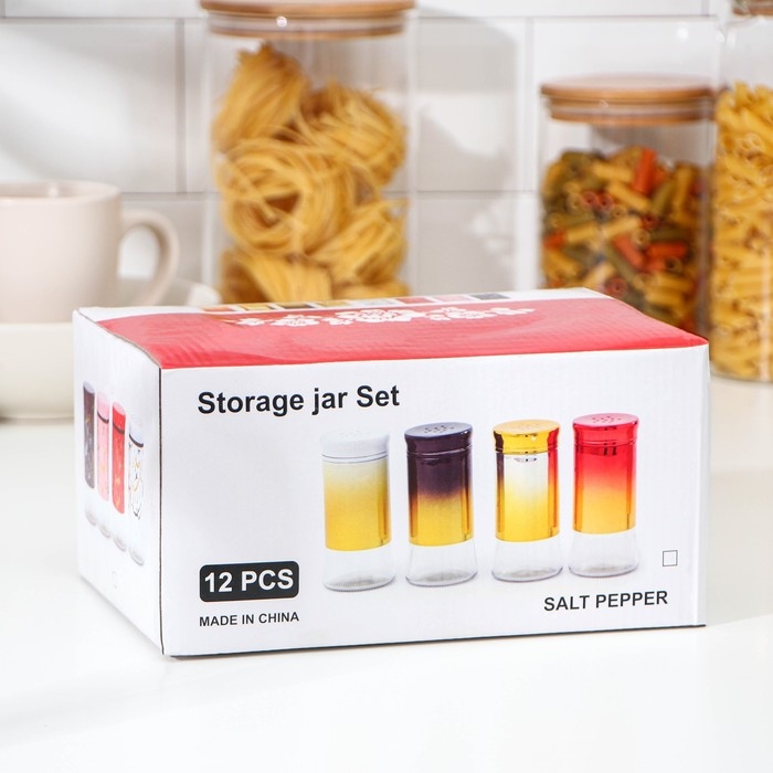 Набор ёмкостей для специй из стекла &laquo;Стиль&raquo;, 170 мл, 5,5&times;11 см, 12 шт