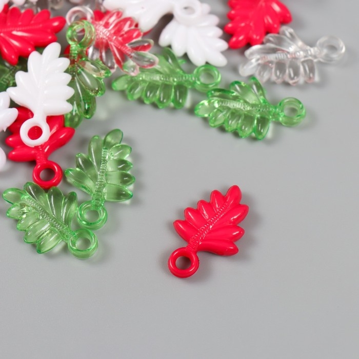 Декор для творчества Декор для творчества "Листья. Розовый, зелёный, белый и прозрачный" н-р 20 гр 2,2х1,4х0,4 см 99280