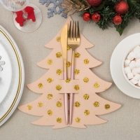 Новый год. Набор конвертов для столовых приборов Доляна "Золотая ёлка" - 4 шт. Новый год. Набор конвертов для столовых приборов Доляна "Золотая ёлка" - 4 шт.