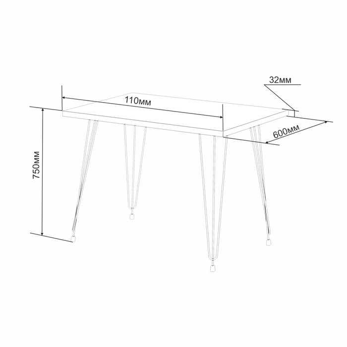 Стол обеденный Liverpool 110х60х75 см, дуб крафт золотой, чёрный