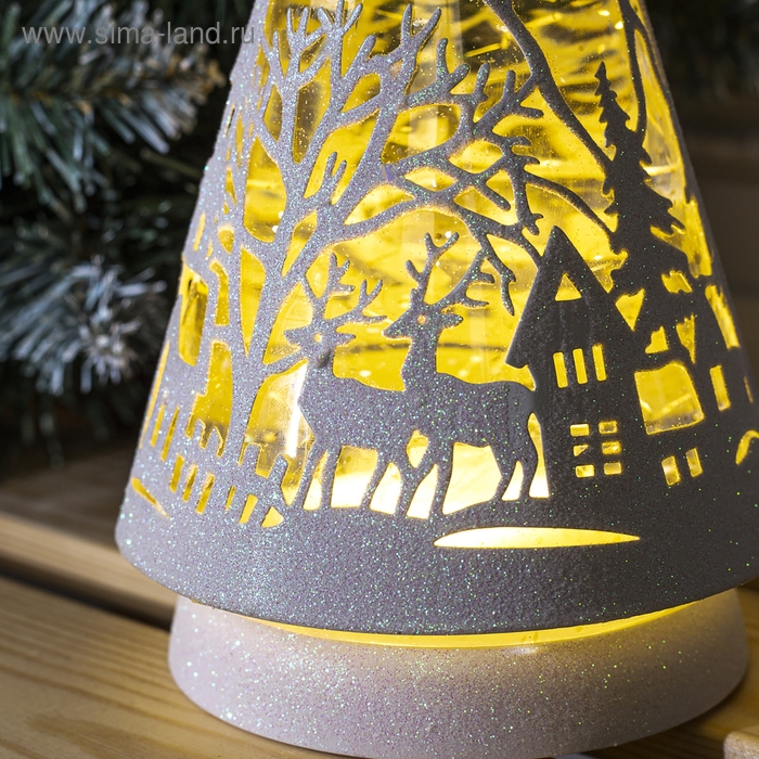 Светодиодная фигура &laquo;Ёлка с оленями&raquo; 13 &times; 31 &times; 13 см, пластик, батарейки ААх3 (не в комплекте), свечение тёплое белое