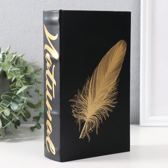 Сейф-книга дерево кожзам Сейф-книга дерево кожзам "Пёрышко" золото 21х13х5 см