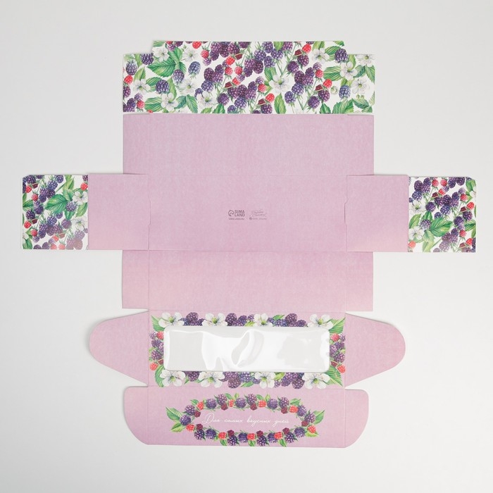 Кондитерская упаковка, коробка для кекса с окном, &laquo;Ягодная&raquo;, 26 х 10 х 8 см