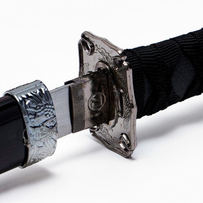 Сув. изделие катаны 3в1 на подставке, ножны дерево, черные с дымкой бордо глянец 51/77/100см