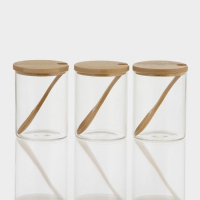 Банки стеклянные для хранения сыпучих продуктов &laquo;Эко&raquo;, 450 мл, 3 шт, с бамбуковой крышкой