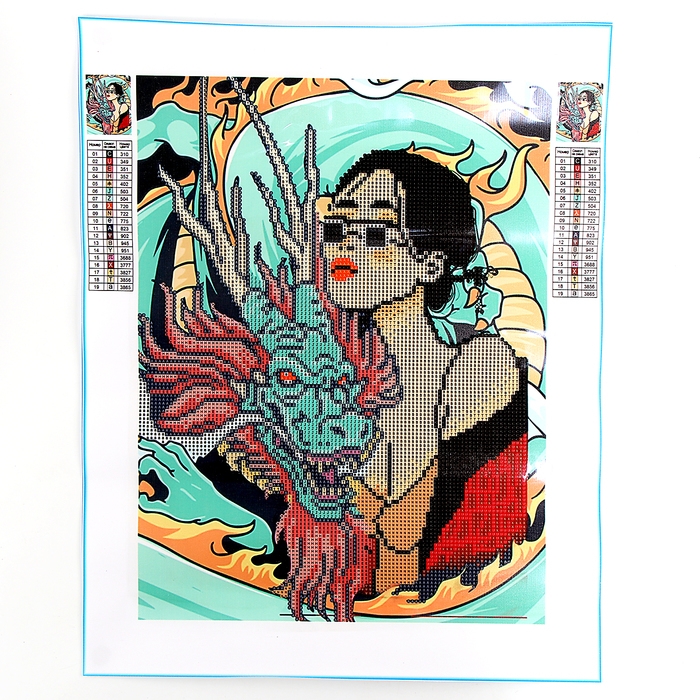 Алмазная мозаика с частичным заполнением &laquo;Девушка с драконом&raquo; без рамы 30х40 см