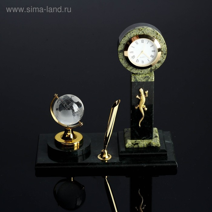 Набор настольный "Глобус", 18х9х18 см, змеевик