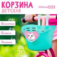 Корзинка детская Dream Bike &laquo;Мяу!&raquo;, цвет бирюзовый