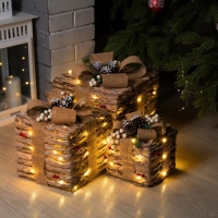 Светодиодная фигура &laquo;Эко-подарки&raquo; 15, 20, 25 см, текстиль, металл, батарейки ААх2 (не в комплекте), свечение тёплое белое