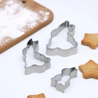 Набор форм для печенья Доляна &laquo;Кролик&raquo;, 3 шт, цвет серебристый