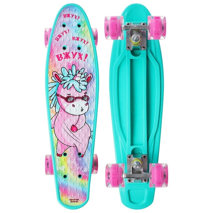 Пенниборд ONLYTOP &laquo;Единорожка&raquo;, 56х16 см, колёса световые PU 60х45 мм, ABEC 7, алюминиевая подвеска