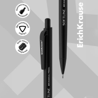 Карандаш механический ErichKrause "SoftLine", НВ, грифель d=0.9 мм, черный, в коробке Карандаш механический ErichKrause "SoftLine", НВ, грифель d=0.9 мм, черный, в коробке