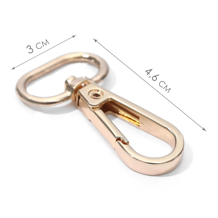 Карабин металлический, 46 &times; 30 мм / 25 &times; 2,5 мм, 5 шт, цвет золотой