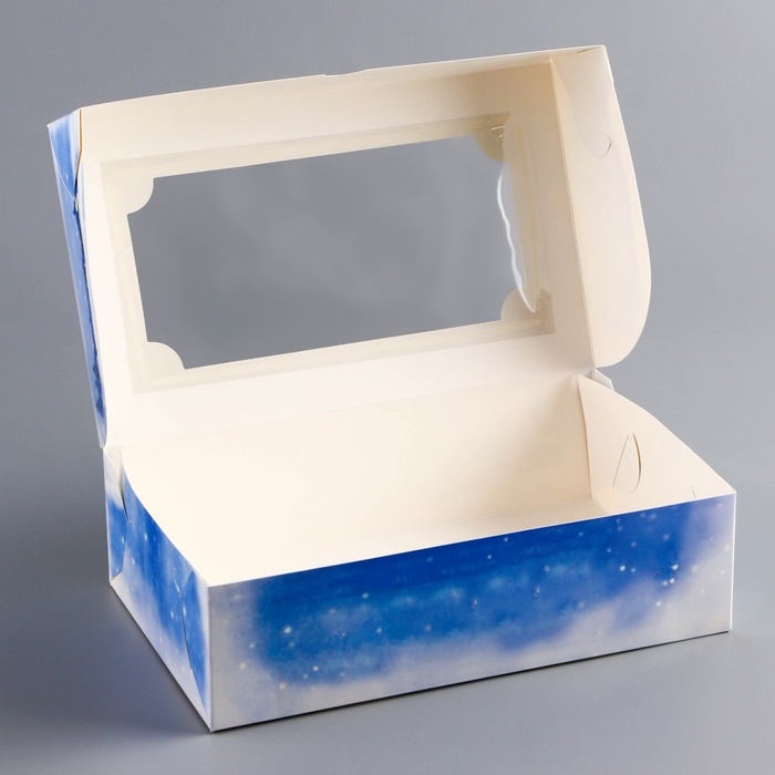 Новый год. Коробка складная, кондитерская упаковка с окном Новый год. Коробка складная, кондитерская упаковка с окном "Зимняя деревенька", 25 х 15 х 7 см