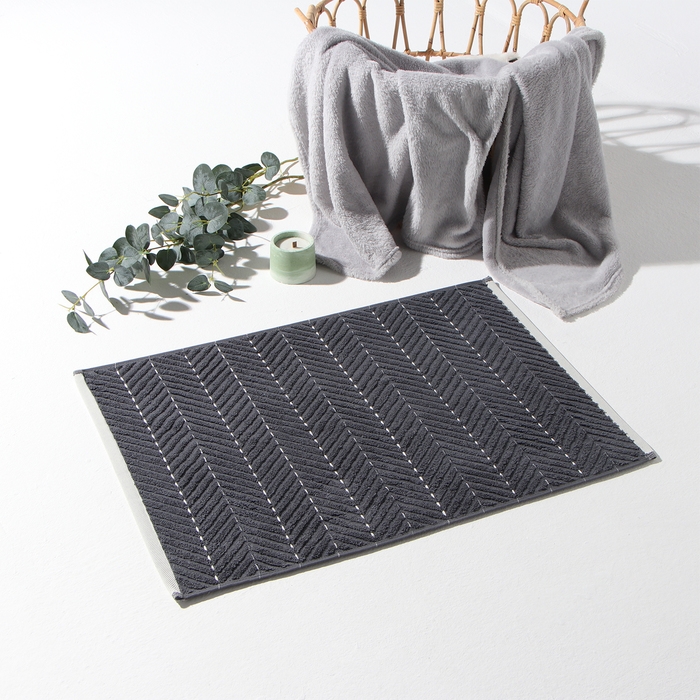 Коврик махровый Этель Lines, цв. тёмно-серый, 50х70 см, 100% хлопок, 750 г/м2 Коврик махровый Этель Lines, цв. тёмно-серый, 50х70 см, 100% хлопок, 750 г/м2