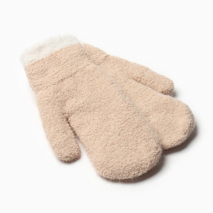 Варежки женские на иск.меху MINAKU опушка 22 см бежевый Варежки женские на иск.меху MINAKU опушка 22 см бежевый