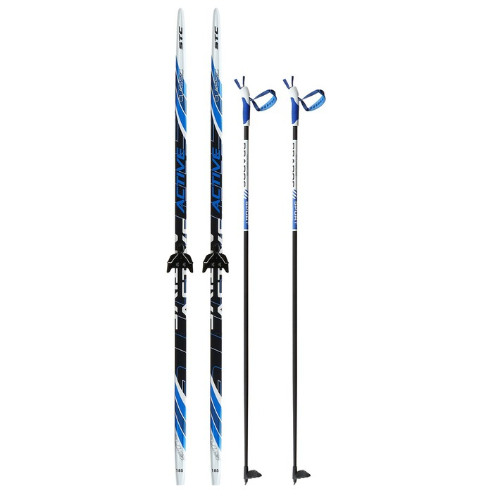 Комплект лыжный: пластиковые лыжи 185 см с насечкой, стеклопластиковые палки 145 см, крепления NN75 мм, цвета МИКС Комплект лыжный: пластиковые лыжи 185 см с насечкой, стеклопластиковые палки 145 см, крепления NN75 мм, цвета МИКС