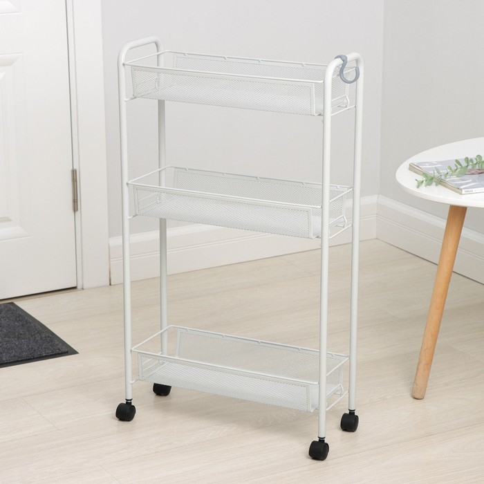 Этажерка на колёсиках &laquo;Ладья 1К&raquo;, 3 яруса, 44&times;17&times;75,5 см, цвет серый