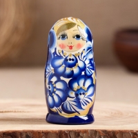 Матрёшка &laquo;Марина&raquo;, сине-белое платье, 3 кукольная. 9-11  см