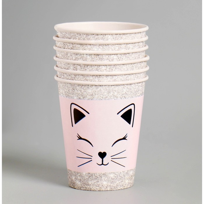 Стакан одноразовый бумажный Мордочка, набор 6 шт, 250 мл Стакан одноразовый бумажный Мордочка, набор 6 шт, 250 мл