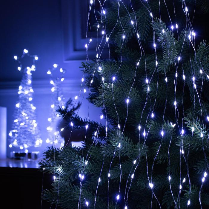 Гирлянда «Конский хвост» 20 нитей по 2 м, IP20, серебристая нить, 400 LED, свечение белое, 12 В Гирлянда «Конский хвост» 20 нитей по 2 м, IP20, серебристая нить, 400 LED, свечение белое, 12 В