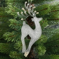 Украшение ёлочное "Грациозный олень" (набор 2 шт) 8х17,5 см, прозрачно-золотой