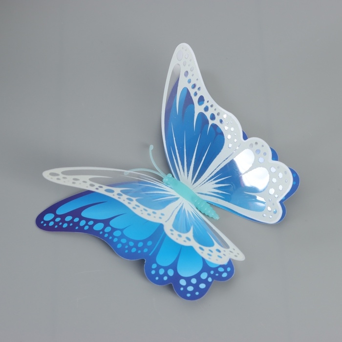 Магнит пластик светится в темноте Магнит пластик светится в темноте "Синие бабочки" двойные крылья набор 12 шт
