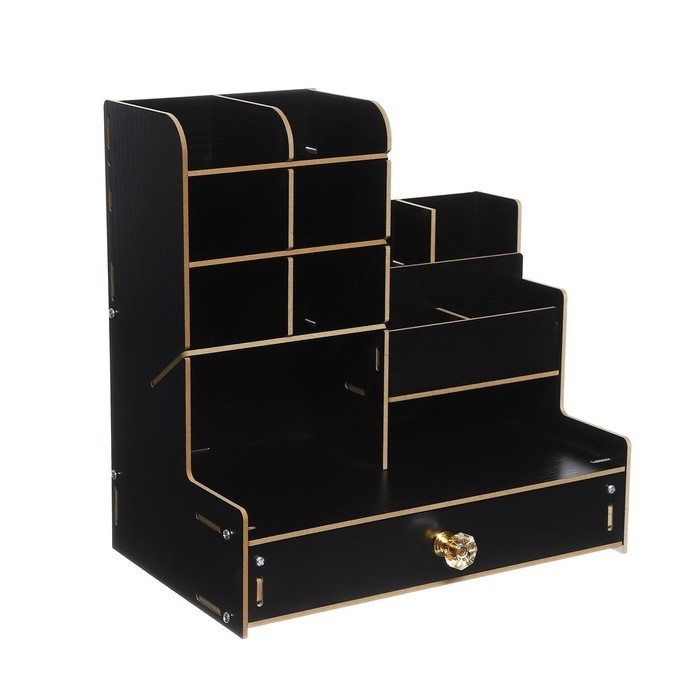 Органайзер - подставка настольный deVENTE. Elrix 24,5 x 15 x 25,5 см, МДФ, чёрный, картонная коробка Органайзер - подставка настольный deVENTE. Elrix 24,5 x 15 x 25,5 см, МДФ, чёрный, картонная коробка