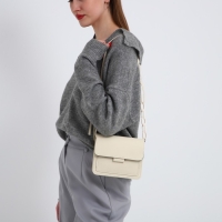 Сумка женская-мессенджер, 17х14х6 см, цвет бежевый Сумка женская-мессенджер, 17х14х6 см, цвет бежевый