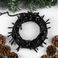 Гирлянда &laquo;Нить&raquo; 10 м, IP44, тёмная нить, 100 LED, свечение жёлтое, 8 режимов, 220 В