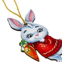 Ёлочная деревянная подвеска «Новый год! Зайчик» Ёлочная деревянная подвеска «Новый год! Зайчик»