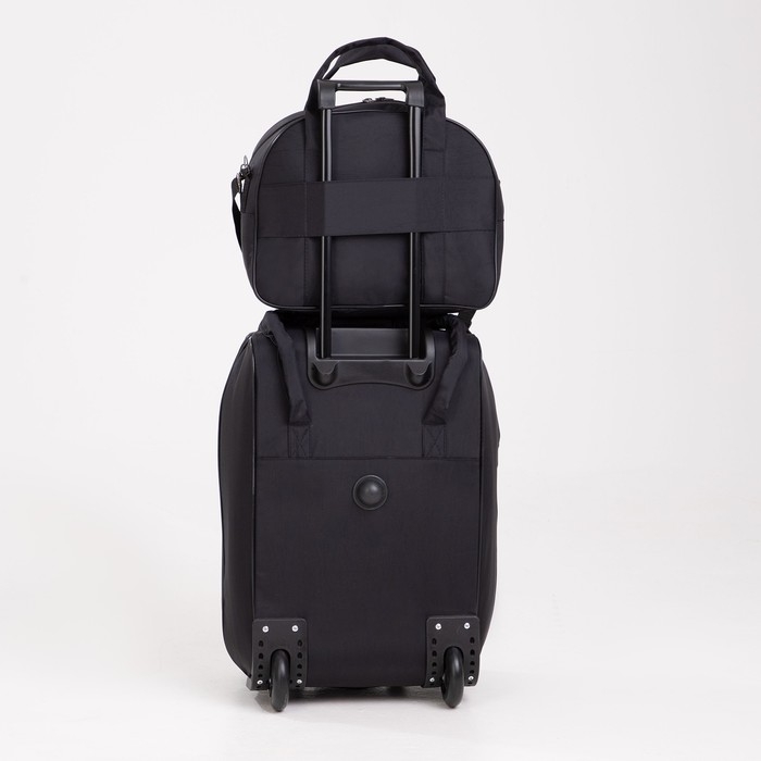 Чемодан малый 37 л (S), с расширением, сумка дорожная на молнии, цвет чёрный